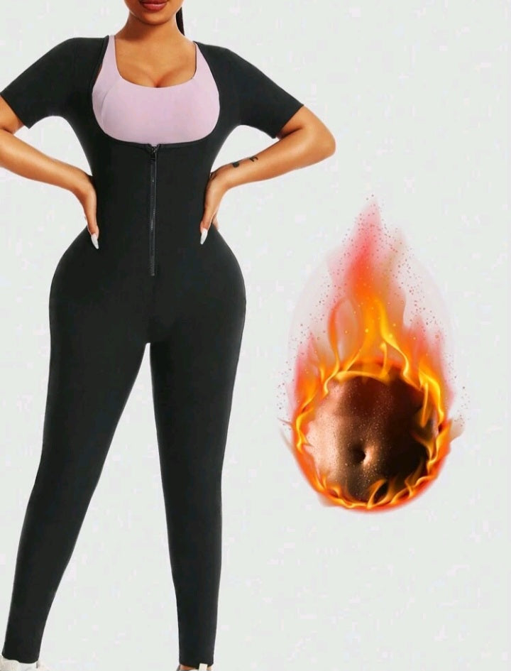 Zip Front Heavy Sweating Jumpsuit